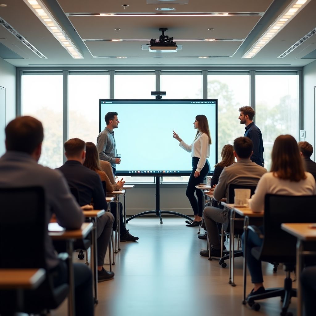 Modern classroom with interactive learning